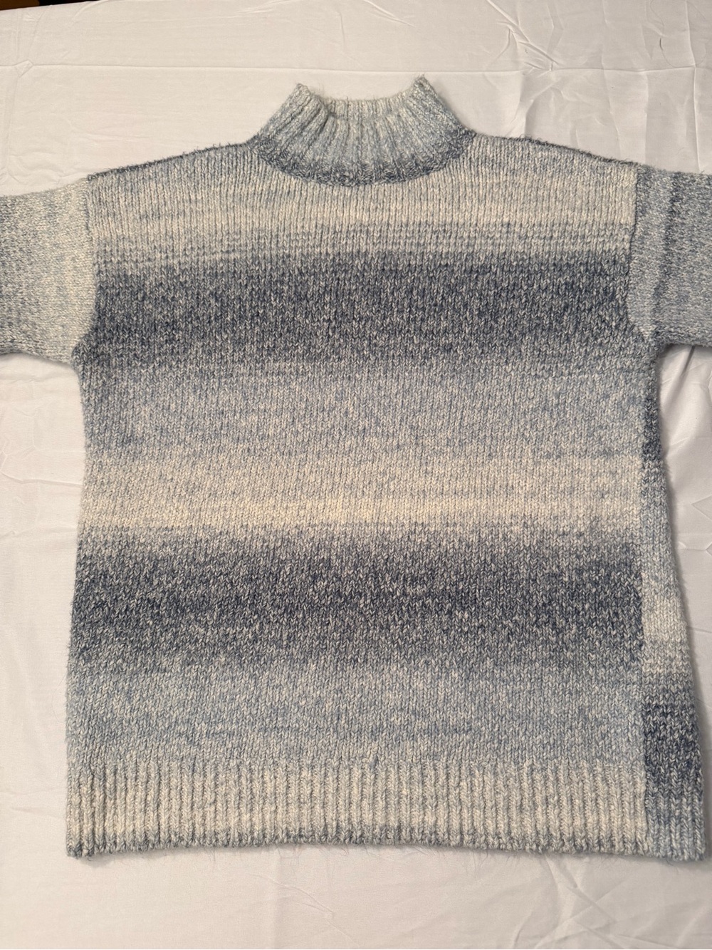 Chaps Knit Short-Sleeve Sweater in Gray & Cream